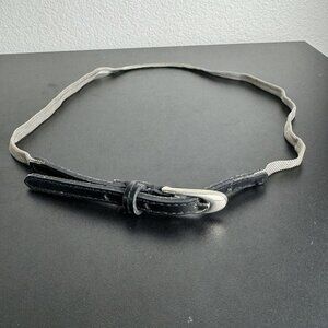 Guess Skinny Metal Mesh Leather Belt Silver‎ Buckle Retro Grunge Womens Size S